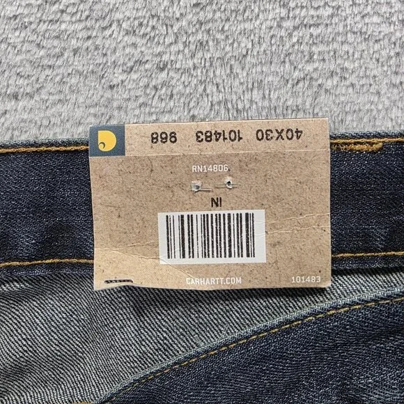 Carhartt Holter Jeans Mens 40x30 Blue Relaxed Fit Straight Leg Workwear 101483 - Picture 5 of 11